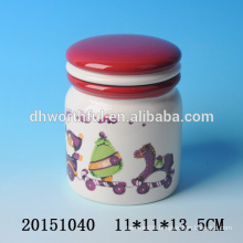 New christmas items!wholesale ceramic christmas canister with santa painting